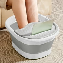Foldable Foot Spa Bucket with Massage Acupoints | Portable Foot Bath Basin with Lid & Handle | Collapsible Design for Travel & Storage | 1-Piece Green, Gray or Orange Foot Soaker