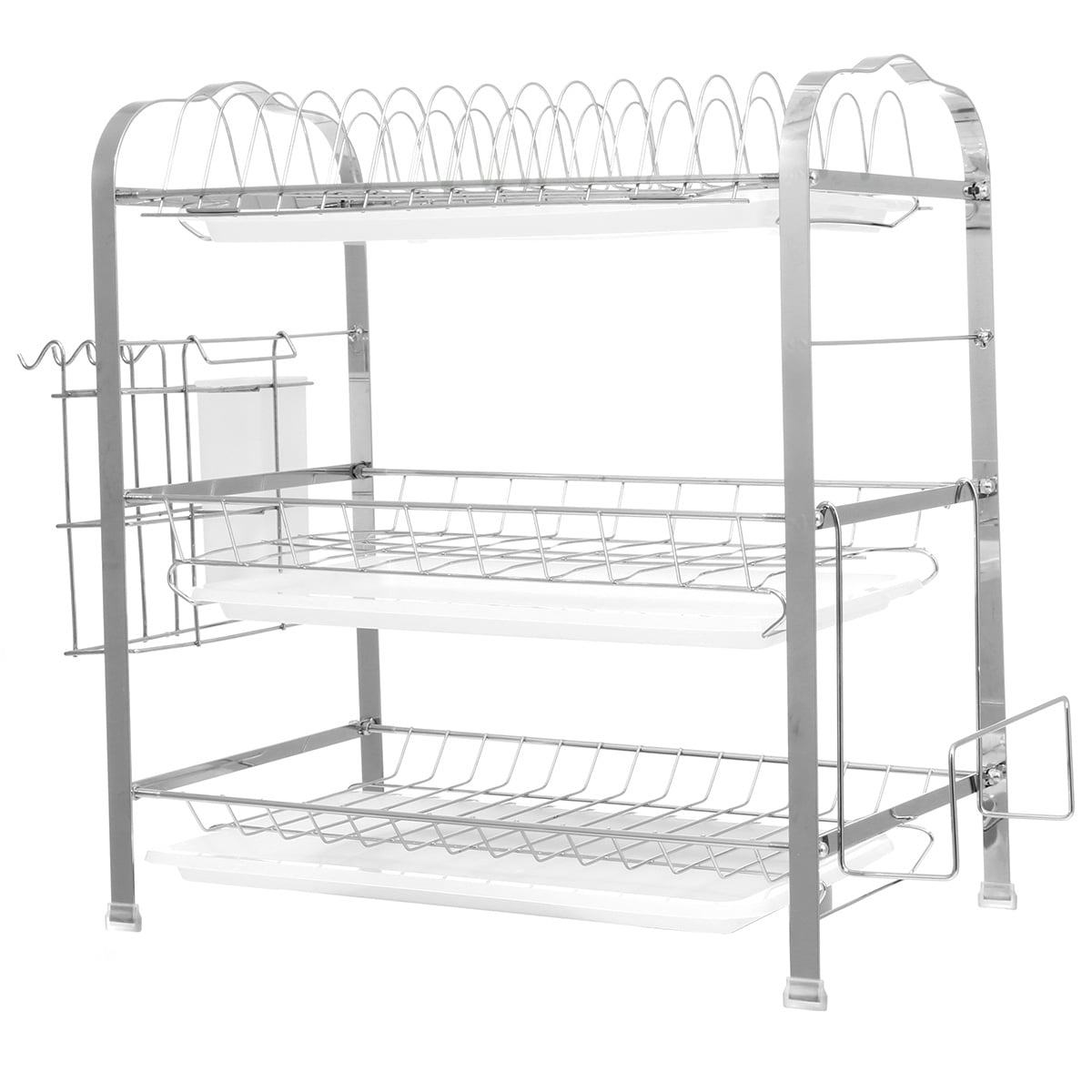 Dish Drying Rack, 3Tier Chrome Plating Dish Rack Stainless Steel