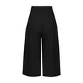 thumbnail image 5 of Mohiass Womens Capris for Summer Cotton Linen High Waisted Capris for Women Plus Size Clearance Wide Leg Smocked Capri Pants for Women with Pockets Black L, 5 of 6