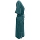 thumbnail image 5 of Vestido largo de lino para mujer talla grande - Cintura con cordón, abertura, manga corta, informal, 5 of 6