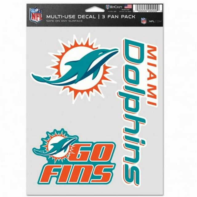 Wincraft 9416607787 NFL Miami Dolphins Decal Multi Use Fan - Pack of 3