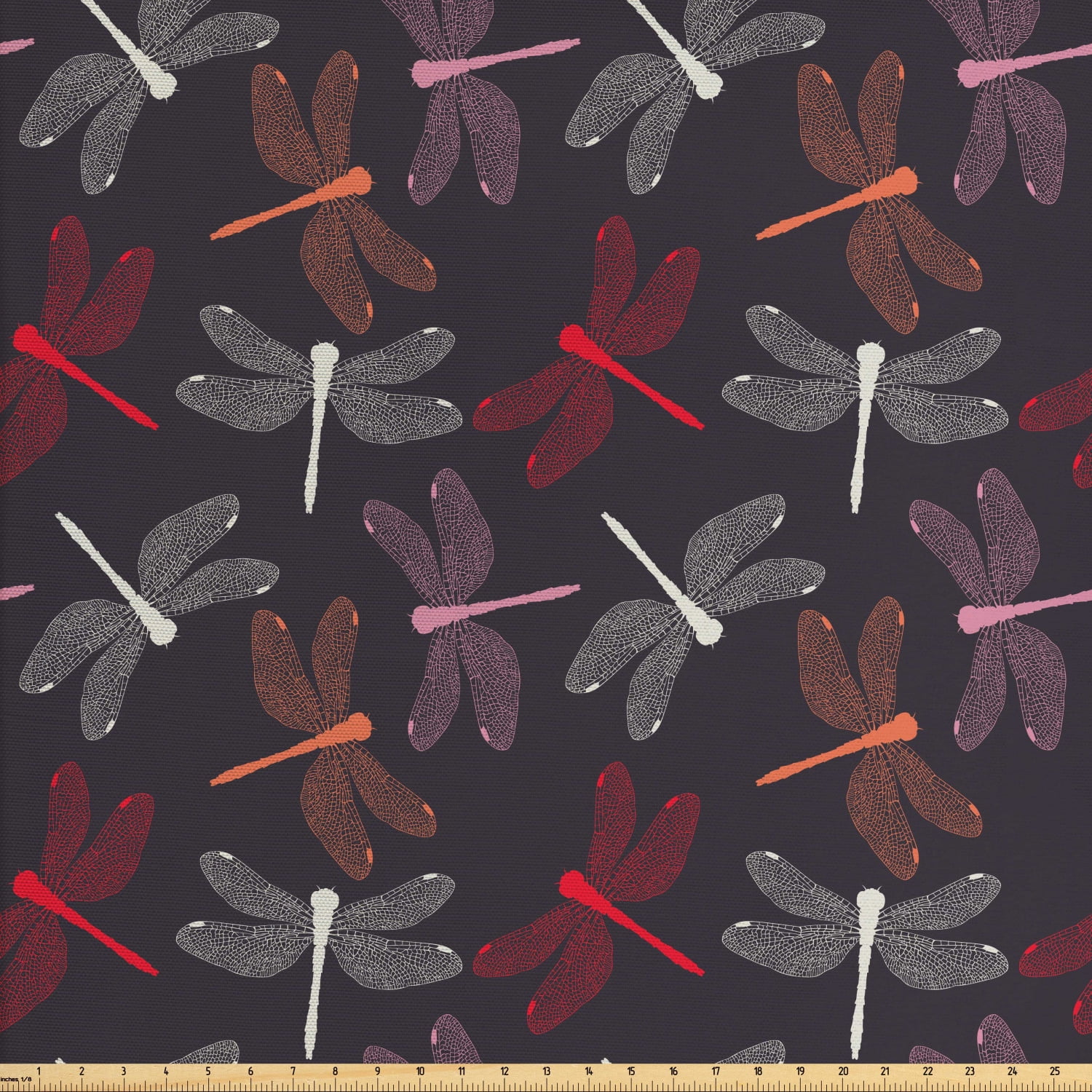 Dragonfly Fabric by The Yard, Different Colored Silhouettes with a Pair