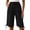 AB269 Black, variant on Womens Shorts Solid Color Elastic Waist Straight Leg Shorty Women Loose Fit Bermuda Shorts Navy Size S