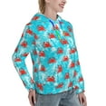 thumbnail image 6 of Honeii Crab Swims In The Ocean Pattern Womens Oversized Hoodies Long Sleeve Sweatshirts Pullover Fall Outfits with Pocket-Small, 6 of 7