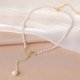 thumbnail image 1 of Elegante Collar De Perlas Con Colgante De Lazo Para Mujer , Cadena De Clavícula Estilo Coreano Y Japonés, 1 of 4