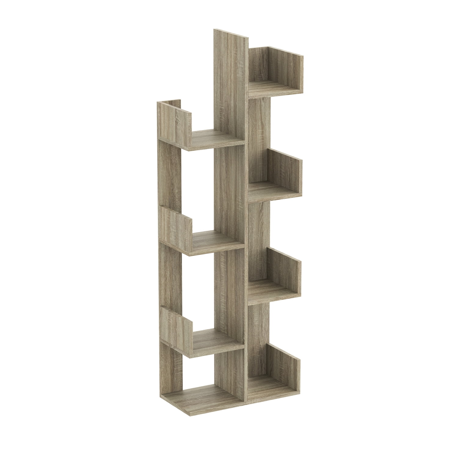 S & Co. Wall Shelf 57H Dark Taupe 8 Staggered Shelves Concept