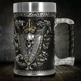 thumbnail image 6 of Viking Warrior Skull Beer Mug, Baroque Pattern Nordic Beer Stein, Stainless Steel Viking Cups for Men and Father’s Day Gift 600ml, 6 of 9