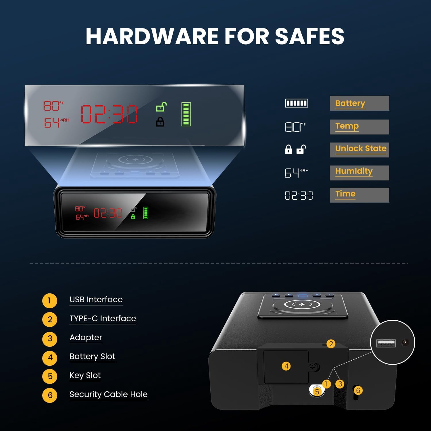 XDeer Biometric Gun Safe for Handgun and Pistol with Wireless Charging, 3 Quick Access Fingerprint, Bedside Safe with 24/7 Digital Alarm Clock