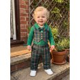 thumbnail image 5 of RUINIXCW Baby Boys Fall Outfit, Plaid Long Sleeve Romper with Pants and Bow Tie, 5 of 8