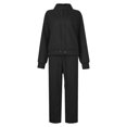thumbnail image 5 of Letdown Plus Size Womens Lounge Set 2 Piece Outfits Oversized Pajama Set Long Sleeve Turtleneck Sweatshirt and Wide Leg Joggers with Pockets (Black,L), 5 of 6