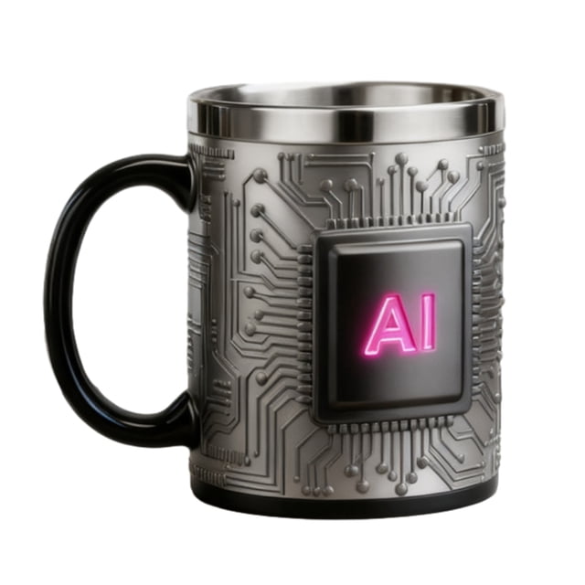 Taza de acero inoxidable con resina y tecnología de conservación del calor, con diseño de chip, para café y cerveza, ideal como regalo para aficionados a la tecnología.
