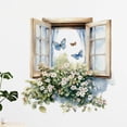 thumbnail image 1 of Adhesivo de pared de PVC con mariposas y flores, imitación de ventana, 30 x 60 cm, 1 of 3