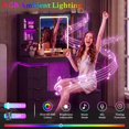 thumbnail image 4 of FANRAL Large Fluted Vanity with LED Lighted Mirror,Built-in Cabinet Lighting & Multi-Drawer Storage,Modern Dressing Table for Bedroom Beauty Space,Black Vanity, 4 of 8