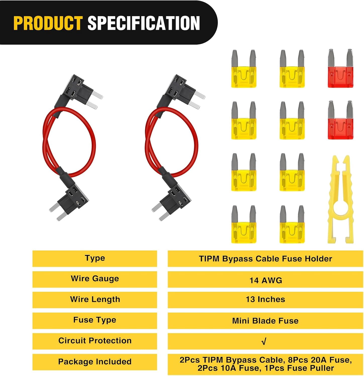 Nilight Fuse Adapter Fuses Holder TIPM Bypass 14AWG Wire 20 AMP Repair Fuel Pump Relay Cable Compatible with Dodge Ram 1500 2500 3500 Chrysler Jeep VW 2007-2016 Replace CBWPR091AA