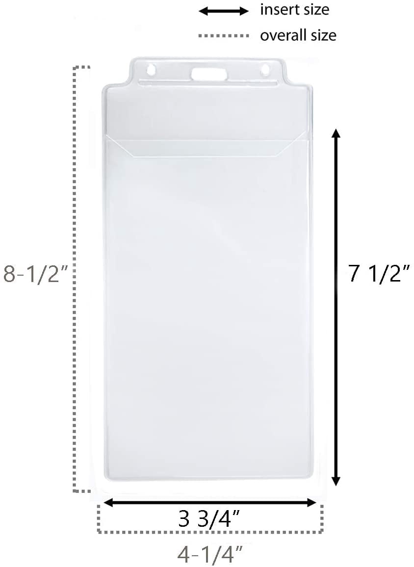 100 Pack - Clear Plastic Large Ticket Holder with Tuck in Flap - Weatherproof Credential Holder 3 3/4 x 7 1/2 Inch for Sporting Events, Concerts, Press Pass and More by Specialist ID
