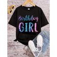 thumbnail image 1 of Girls' Casual And Stylish Soft Short-Sleeve T-Shirt for Spring And Summer, Featuring a Simple 'Birthday GIRL' Design, Perfect for Birthday Celebrations., 1 of 6