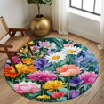 thumbnail image 2 of Round Rug 6Ft Washable Non-Slip, Watercolor Spring Floral Circle Area Rugs for Living Room Bedroom, Farmhouse Flowers Colorful Indoor Floor Mats Carpet Runner for Home Decor Aesthetic, 2 of 8