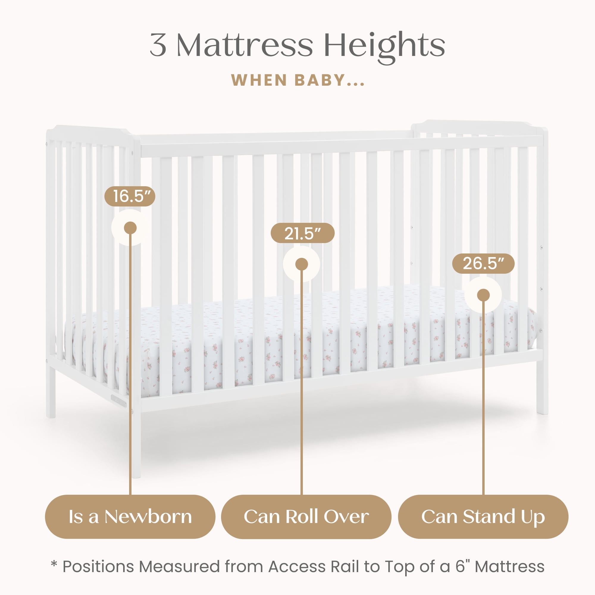 Delta Children Emmie 4-in-1 Convertible Crib - Converts from Baby Crib to Toddler Bed, Daybed and Sofa Bed, Fits Standard Full-Size Crib Mattress, White