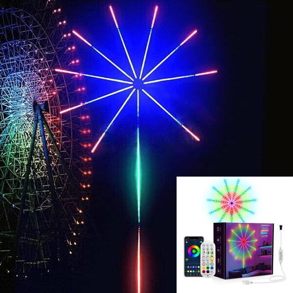 Wifi Bluetooth Smart Fireworks Led Light with Bluetooth & App Control, 200 Kinds of Dynamic Lighting Effects,Music Sync Color Changing Sparkler Lights for Indoor and Outdoor Party Decoration