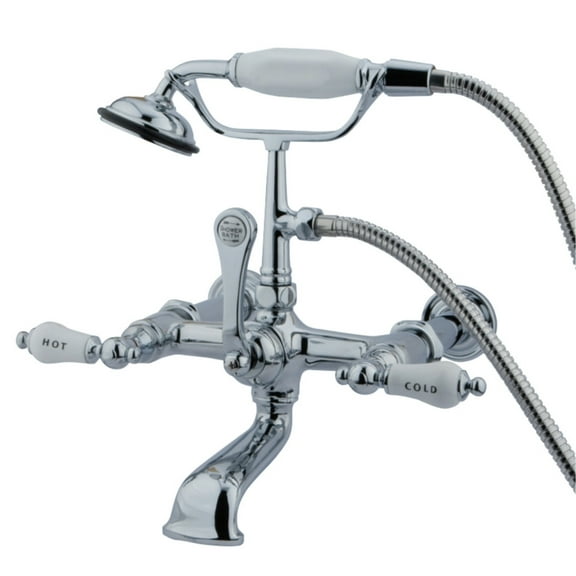 Kingston Brass CC546T1 Vintage 7-Inch Wall Mount Tub Faucet with Hand Shower, Polished Chrome