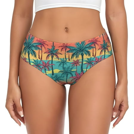 Womens Underwear - Hawaii Palms No Show Seamless Underwear for Women  Soft Stretch Womens Panties  Hipster Ladies Panties Bikini Underwear Briefs