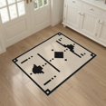 thumbnail image 3 of ODIKA 3'x5' Washable Throw Rug Stain Resistant, Low Profile, Non-Slip Beige Black Geometric Symmetry Accent Design Elegant Contrast with Bold for Entryway, Kitchen, Mudroom, 3 of 7