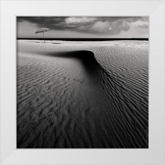 Schuurmans, Wim 15x15 White Modern Wood Framed Museum Art Print Titled - Umbrella on the beach