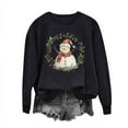 thumbnail image 4 of Oalirro Christmas Sweatshirts for Women Long Sleeve Graphic Dressy Womens Top Merry Christmas Snowman Print Black Round Neck Top, L, 4 of 6