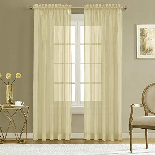 Oakias 2 Panels Sheer Curtains Beige - 54 x 84 Inches Each - Voile ...