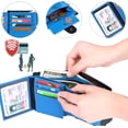 thumbnail image 2 of Small Wallet for Women Leather RFID Blocking ID WIndow Credit Card Holder Clutch Travel Handbag- Black and Blue, 2 of 7
