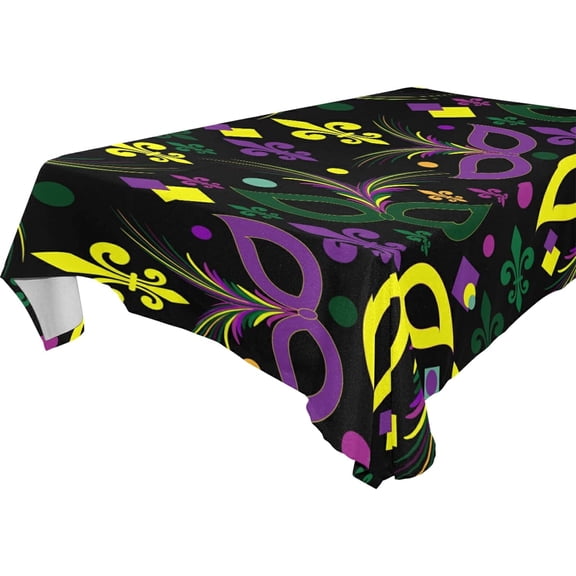 SKYSONIC Mardi Gras Tablecloth Waterproof Washable Polyester Square Table Cover Durable Tablecloth for Kitchen Dining Table Party Decor (54 X 54 Inch)