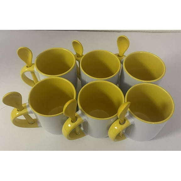 12 oz Inner and Handle Color Sublimation Ceramic Mug with Spoon