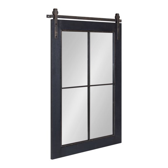 Kate and Laurel Cates Windowpane Framed Wall Mirror, Black 22x37