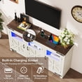 thumbnail image 4 of ChVans LED Farmhouse TV stand for up to 75" TVs with Power Outlet, 65" Large Entertainment Center Console Table, 33.5" Tall Rustic Media Console w/Storage Shelves for Living Room, 4 of 8
