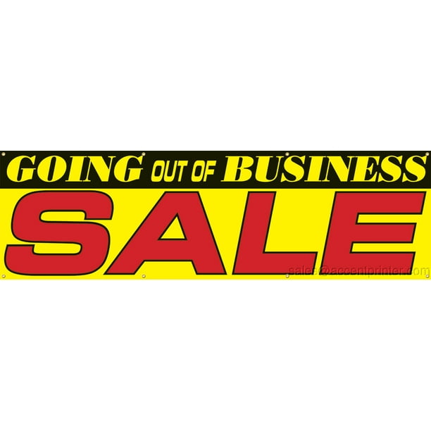 Going Out Of Business Sale Vinyl Banner with Grommets, 3'hx10'w, Full