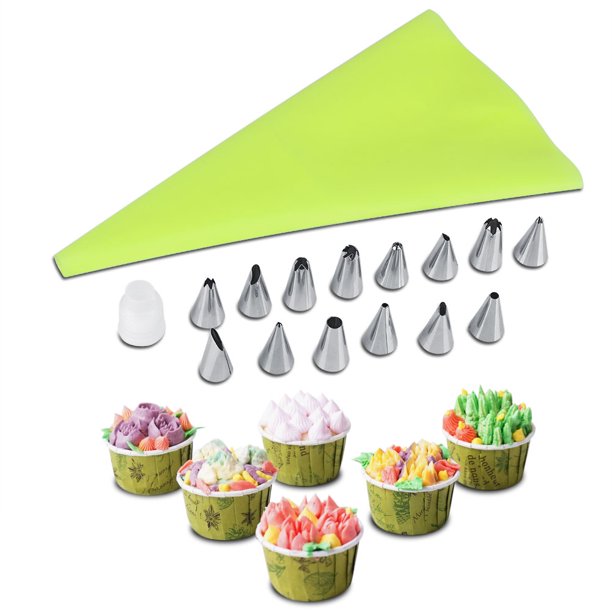 WALFRONT 16Pcs Cake Decorating Nozzles Tips Pastry Cupcake Sugarcraft