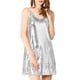 thumbnail image 1 of Vestido de Promoción Mini de Mujer INSPIRE CHIC con Brillo y Lentejuelas, Cuello en V, Tirantes Ajustables, Plateado, Talla M, 1 of 8