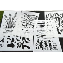 5Pack! Airbrush Camouflage Stencils Camo Duracoat 14" Wheat, Tree Bark, MORE
