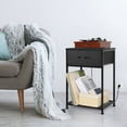 thumbnail image 6 of Nightstands Set of 2, Small Side Table with Charging Station, Bedside Table with Fabric Drawer for Bedroom, Living Room, Black, End Table, 6 of 8