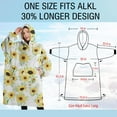 thumbnail image 4 of Oversized Wearable Blanket Hoodie,White Green Leaf Small Sunflower Pattern Sherpa Blanket Hoodie with Super Pockets,Super Warm Fuzzy Pullover for Women & Men, 4 of 6