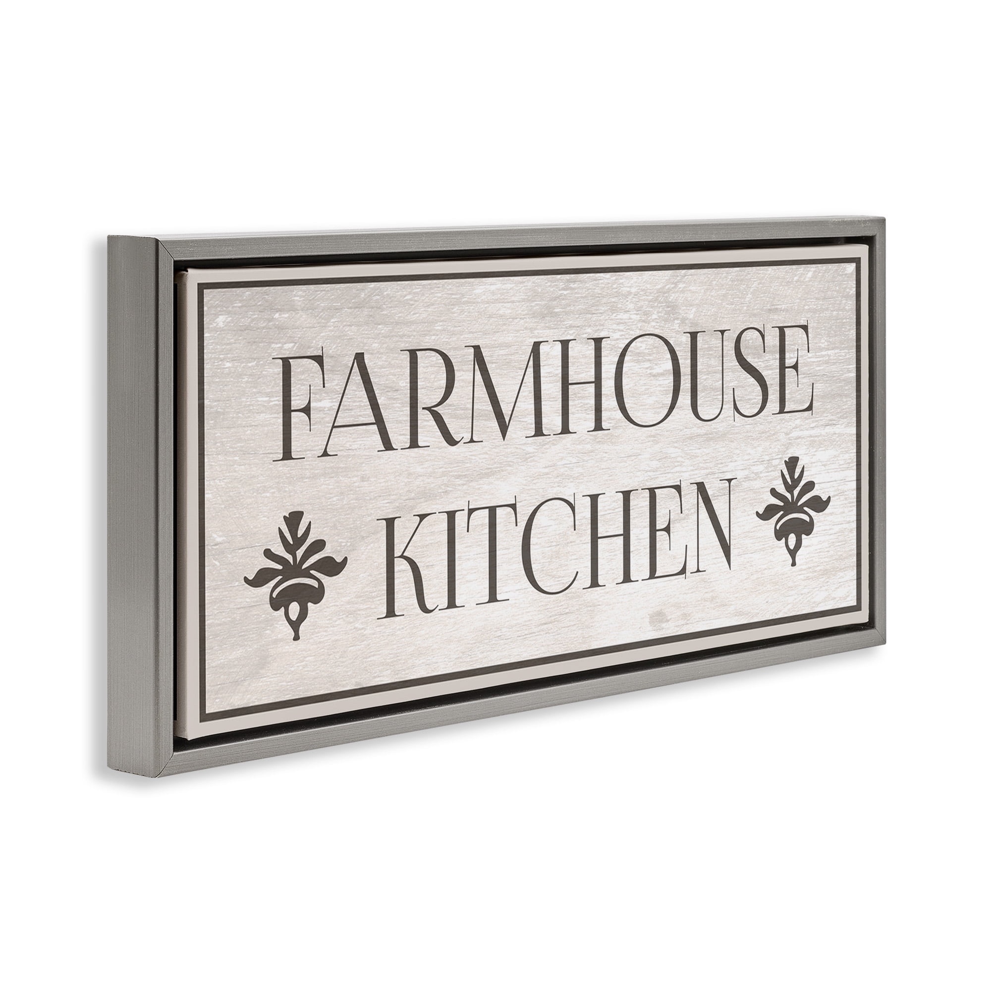 Stupell Industries Farmhouse Kitchen Typography Typography Painting Gray Floater Framed Canvas Art Print Wall Art, 31 x 14