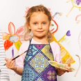 thumbnail image 2 of Multicolor Ethnic Geometric Patchwork Pattern Kids Aprons for Girls and Boys,Adjustable Neck Strap Toddler Aprons for Kids Cooking Baking, 2 of 6