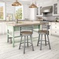 thumbnail image 2 of Amisco Vector 25.5" Distressed Wood Swivel Counter Stool in Beige/Glossy Gray, 2 of 9