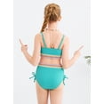 thumbnail image 6 of GYRATEDREAM Girls 2 Piece Swimsuit Woven Color Block Welt Adjustable Straps Swimwear Top High Waisted Bottom Bikini Sets Bathing Suits, 6 of 9