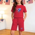 thumbnail image 2 of Unisex Kids Red 4th of July Outfit, 2 Piece Patriotic T-Shirt and Shorts Set 100% Cotton Summer Clothes for 3-12 Years,Size 9 T, 2 of 9