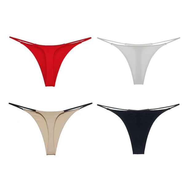 Ropa interior de bikini de hilo bragas de bikini de cintura baja fibra de leche sin costuras suave 4 piezas de secado rapido para ninas para el dia a dia ANGGREK Otros
