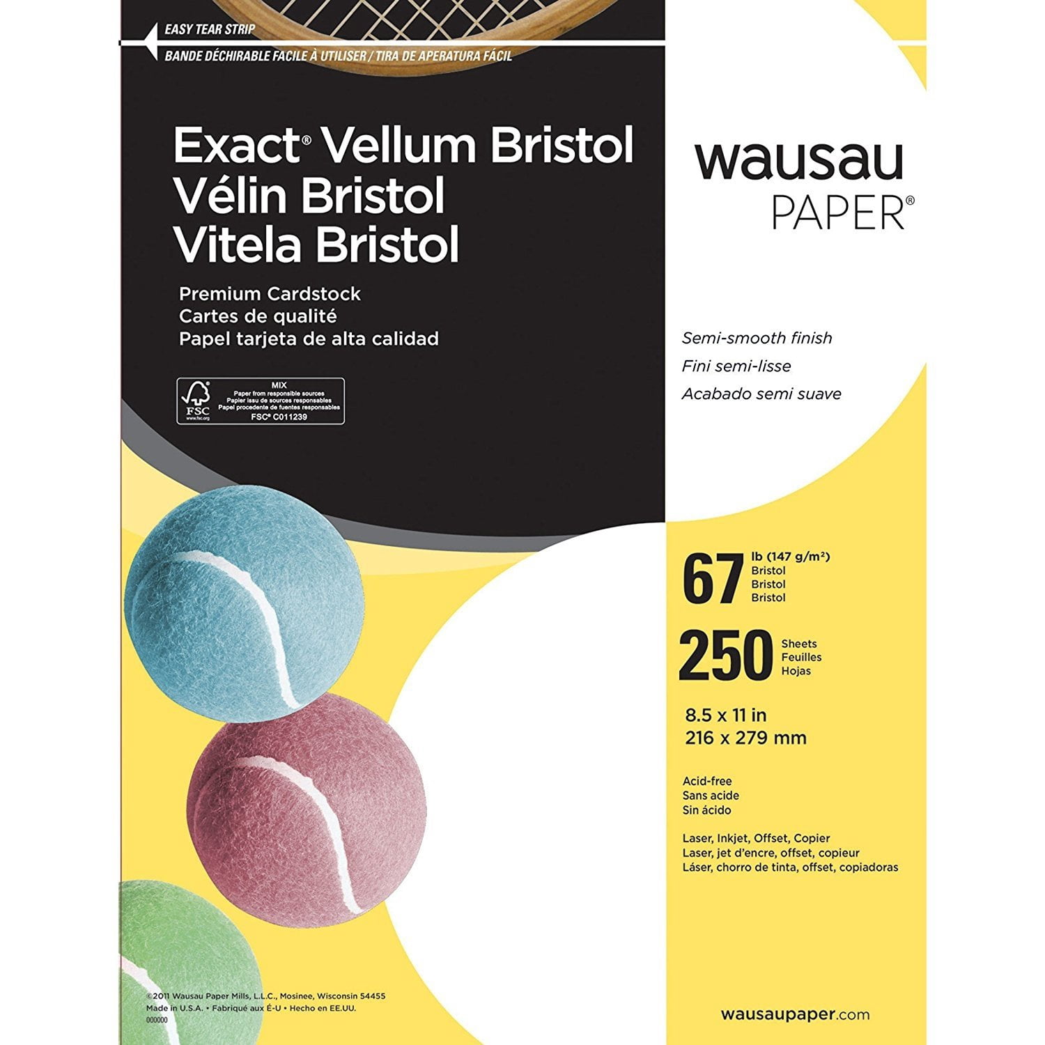 Neenah Exact Vellum Bristol 8.5 x 11 White Paper 67lb Cover 250/Ream -  Walmart.com - Walmart.com