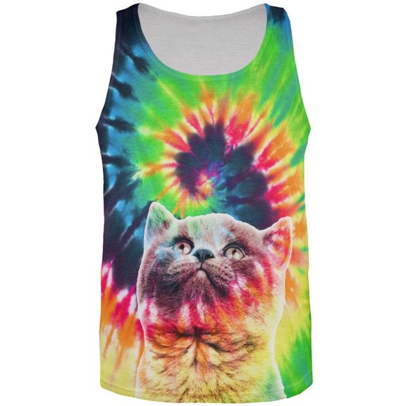 Cat Tie Dye All Over Adult Tank Top