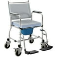thumbnail image 3 of HOMCOM Rolling Shower Wheelchair for Seniors, Bedside Commode Chair with Padded Seat, Backrest, for Handicap, Toilet Chair, 300 lbs, Gray, 3 of 10