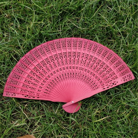 

Tdoenbutw Clearance Wedding Hand Fragrant Party Carved Bamboo Folding Fan Chinese Style Wooden As Picture